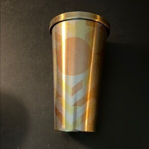 Starbucks Geometric Gold and Orange Tumbler